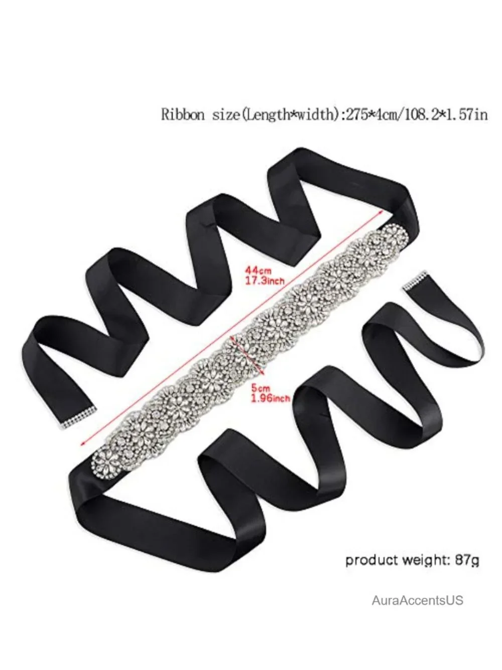 Rhinestone Bridal Belt Crystal Wedding Dress Sash Self-Tie
